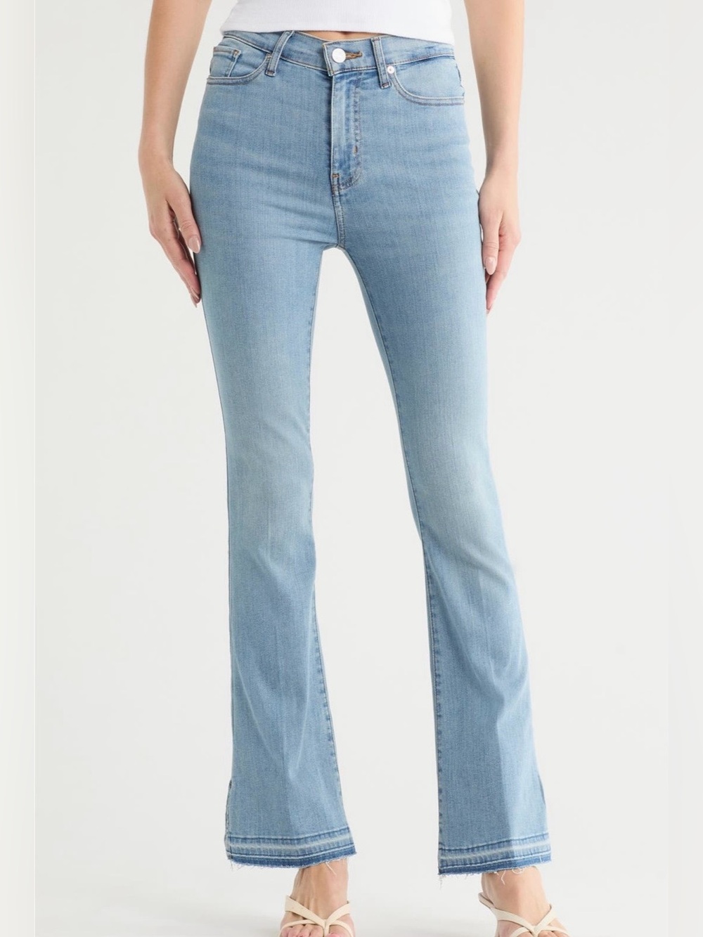 Frame Le Easy Flare Leg High Rise Jeans with Quirky Release Hem size 27